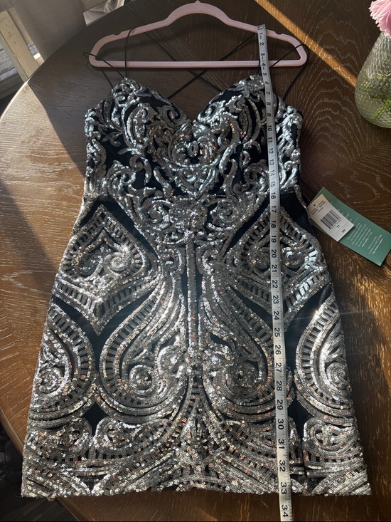 B. smart Black & Silver Sequins Strappy Party mini Dress - Picture 16 of 16